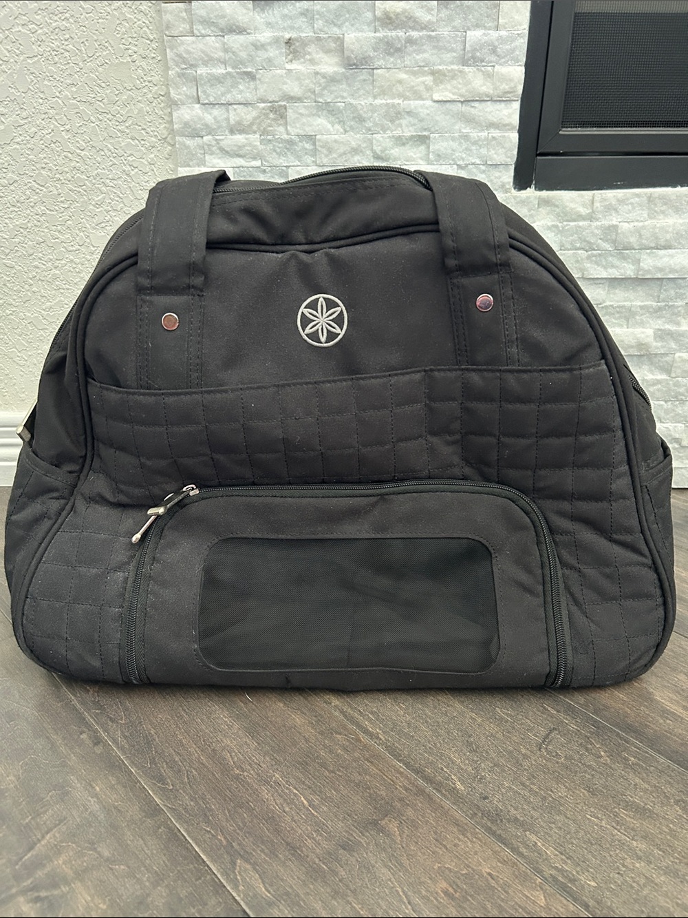 GAIAM Black Quilted Tote with Front Mesh Pocket